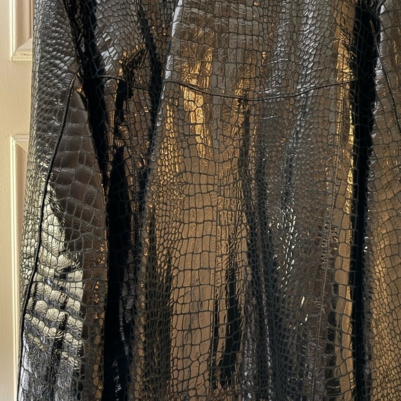 Berek Shiny Black Lamb Leather Croc-Embossed Jacket Size 3x - Picture 10 of 11